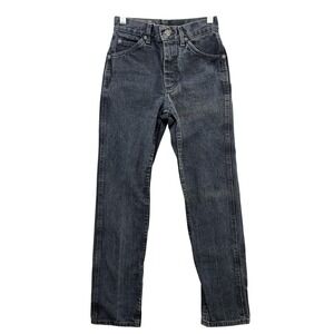 Vintage Lee Jeans Womens 25x30 Black Gray Denim High Rise Straight Made USA 90s